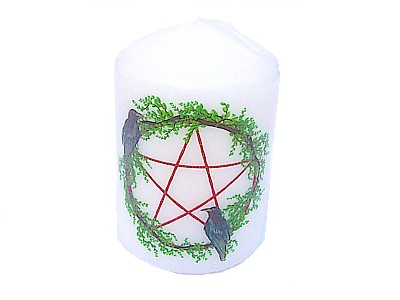 Pentagram and Crow Candle